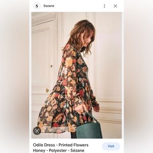 Sezane Designer Odile Dress printed Flowers RARE FIND Reg $189